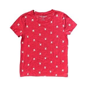 Lucky Brand Top Women's S Red Short Sleeve T-shirt Cotton Modal Hearts Crossbone